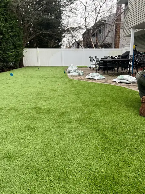 Bundy artificial turf in Bellmore, completed project, by Scott Anderson Design.