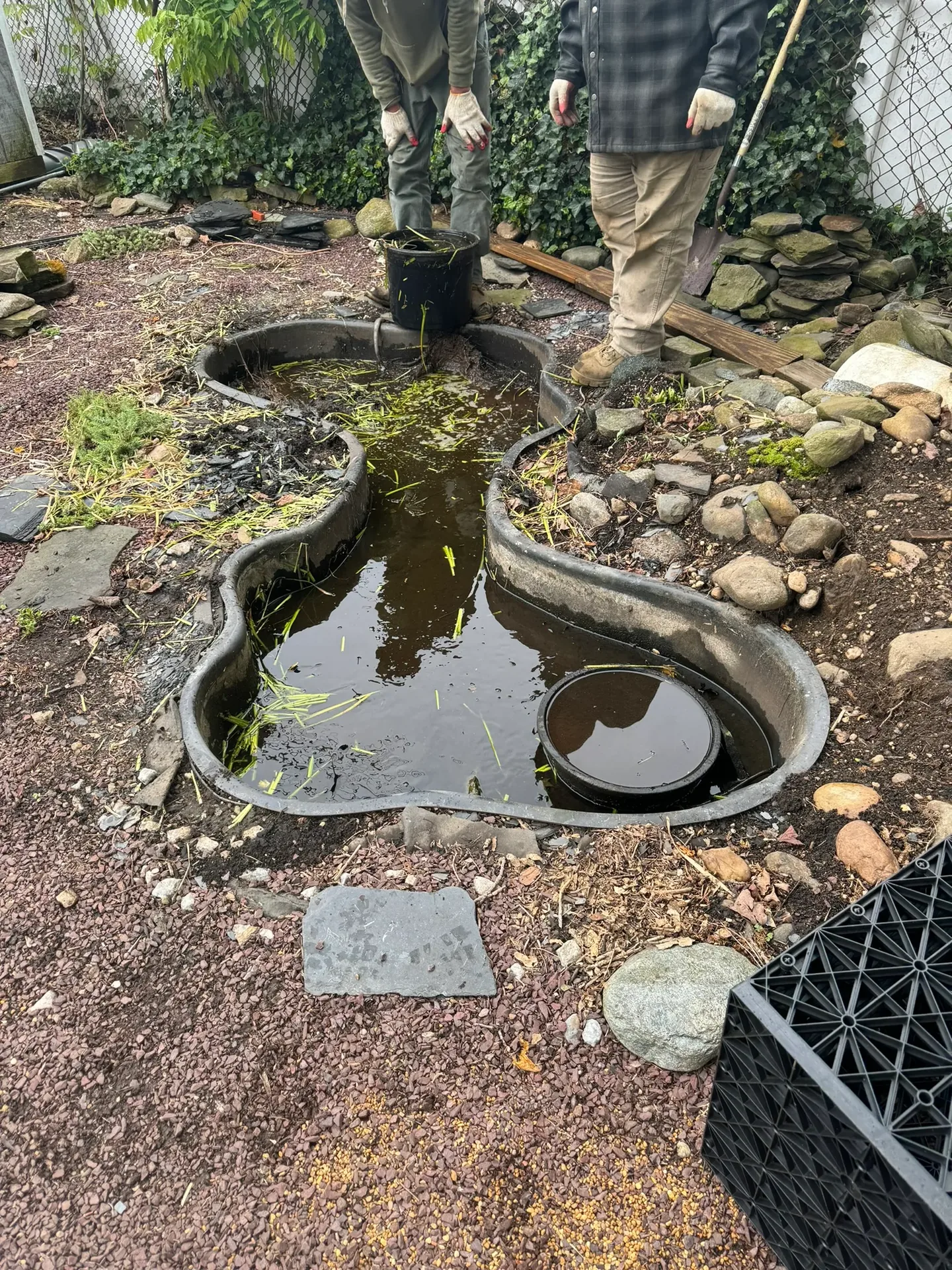 Shelton Train Waterfall Garden in Hicksville, NY during construction