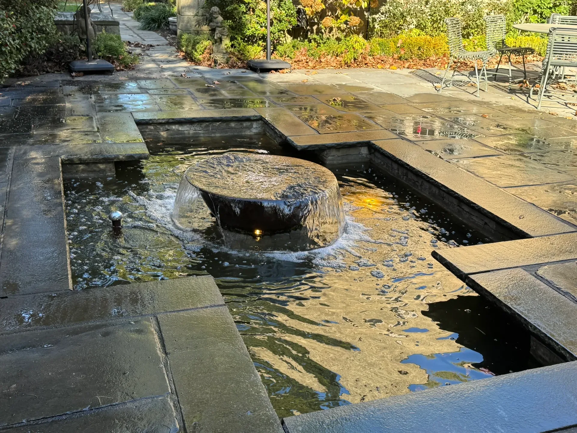 Basalt Fountain & Sunken Pond in Roslyn, NY