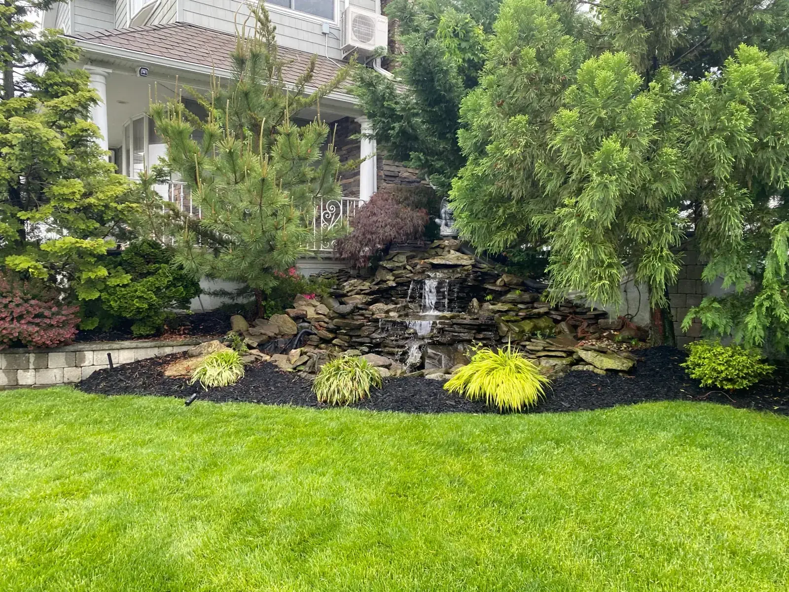 Planted waterfall edge