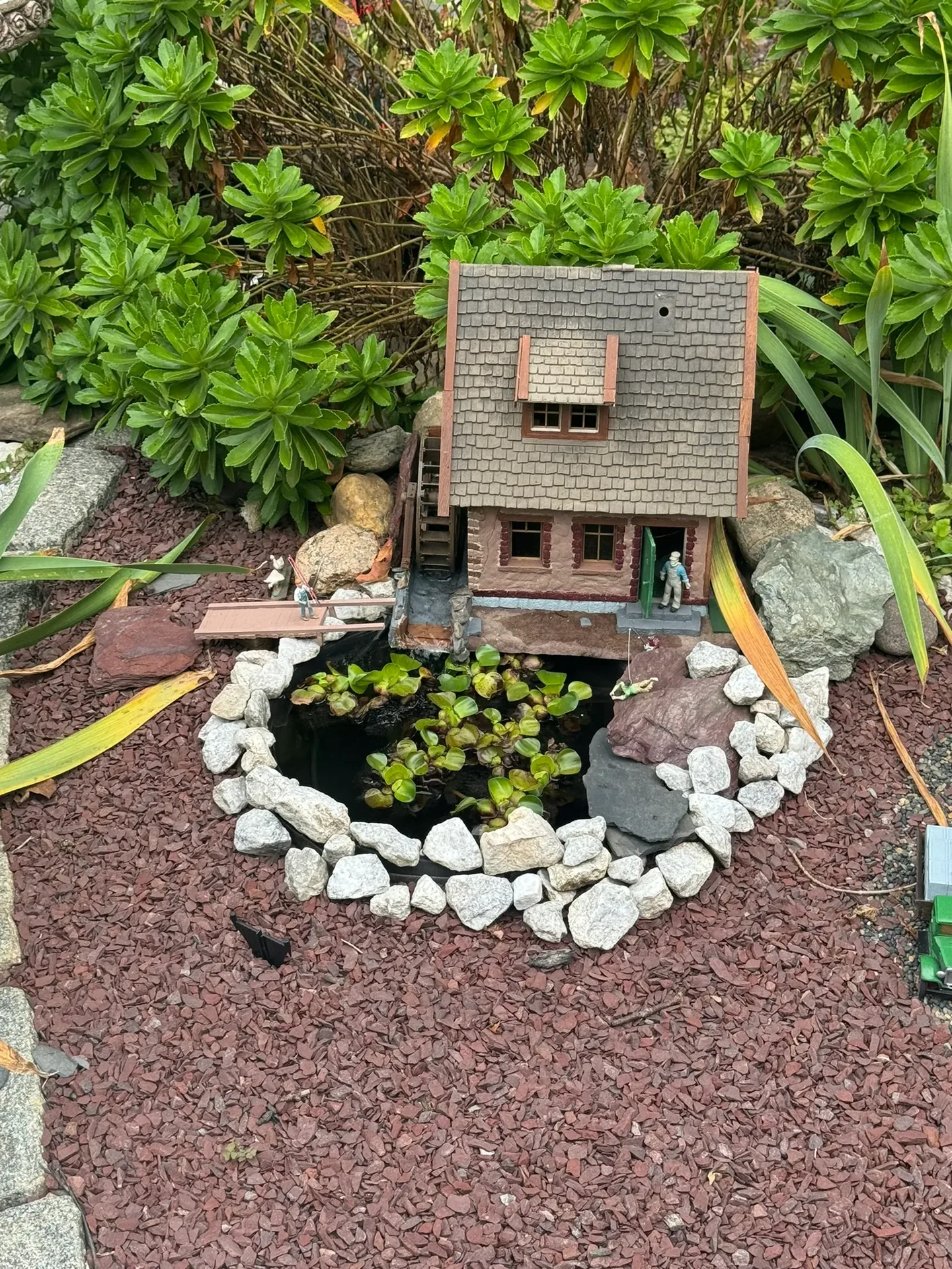 Shelton Train Waterfall Garden in Hicksville, NY after construction