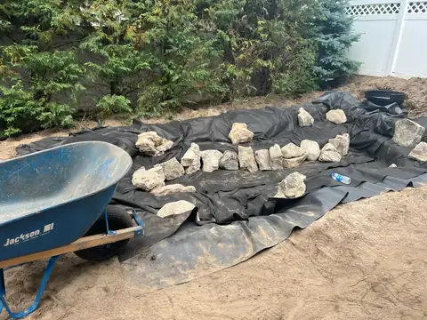 Blackwell garden oasis in Rockaway Beach, during construction, by Scott Anderson Design.