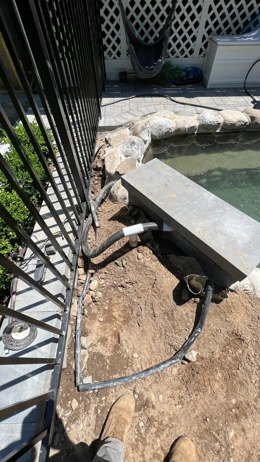Drainage construction on a Long Island property by Scott Anderson Design.