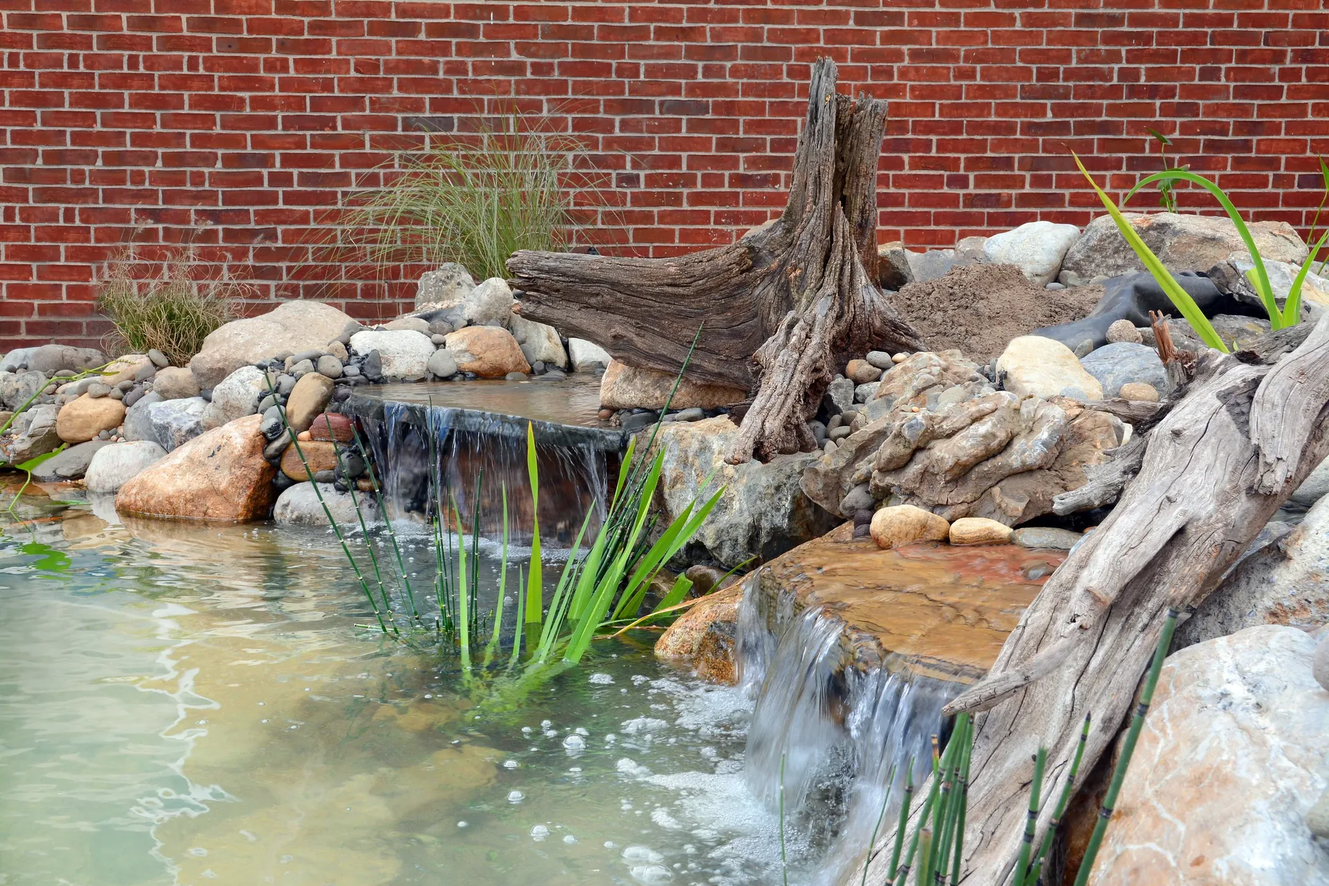 Jericho High School Koi Pond in Jericho, NY after construction