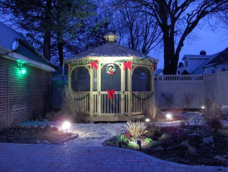 lighted backyard gazebo